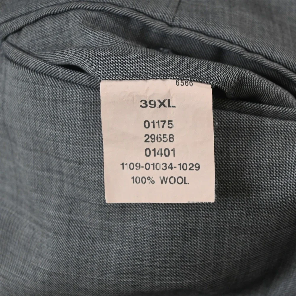 Jos A Bank 44L 38x34 Gray Sharkskin 100% Wool Mens‎ Jacket Pants Suit